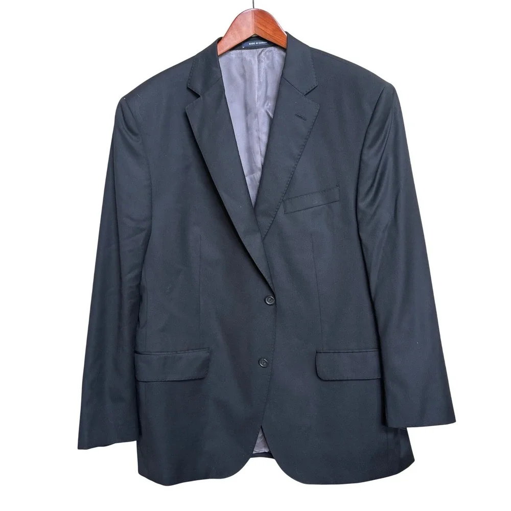 Cremieux Collection Loro Piana Super 130s Wool Blazer Sport Coat Black 44R